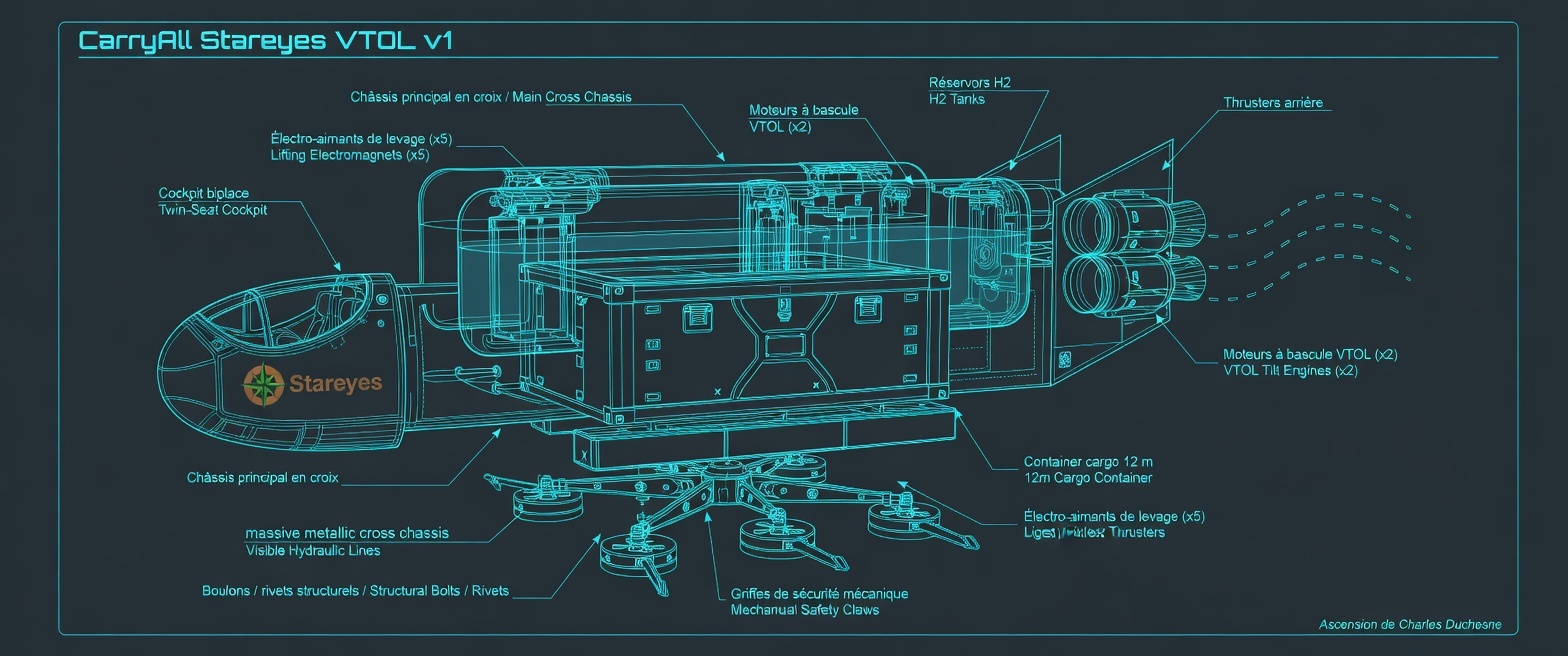 Vue schématique de la navette Carryall de la série Altruisme
